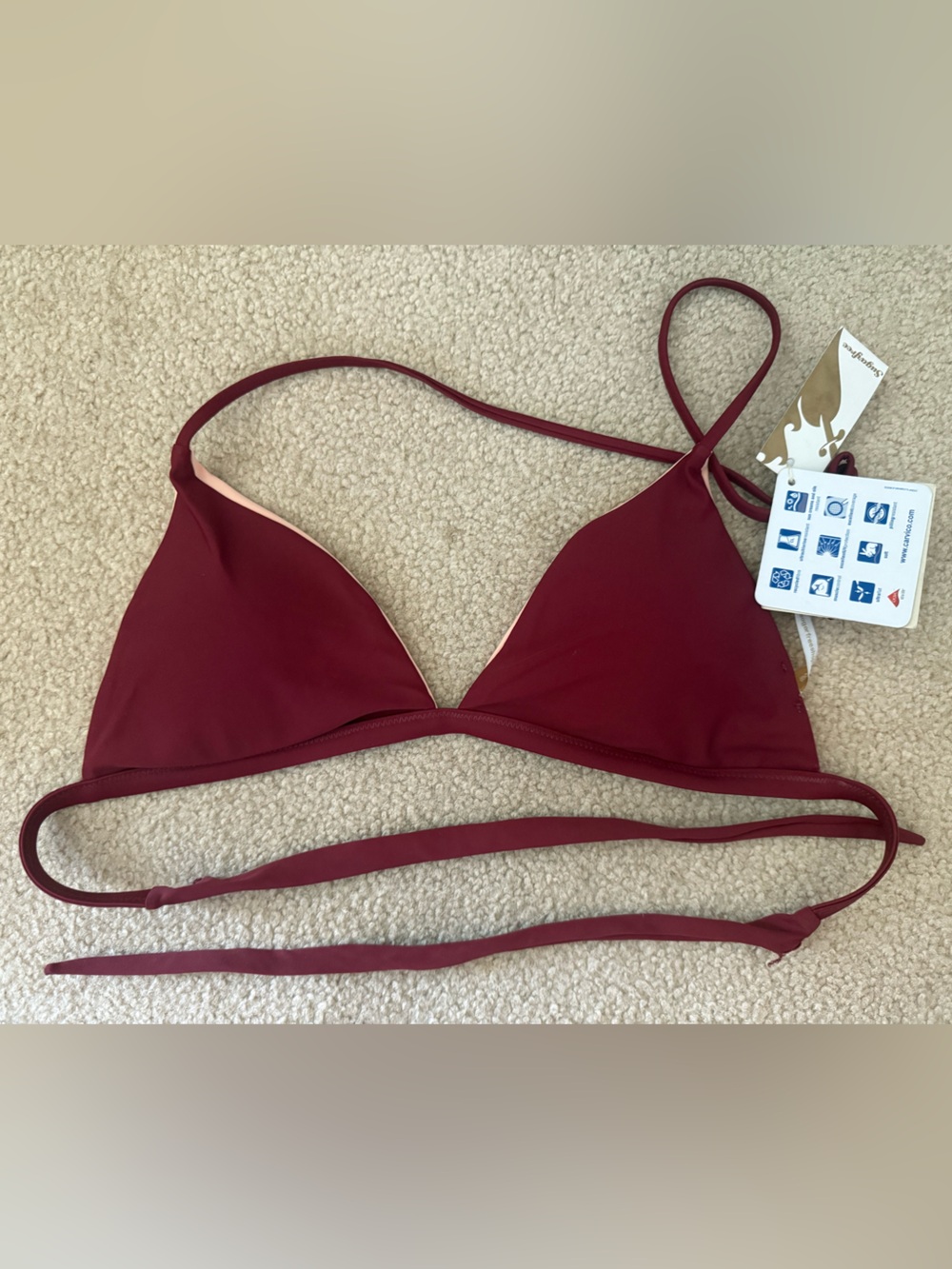Women's Triangle Bikini Top - Burgundy